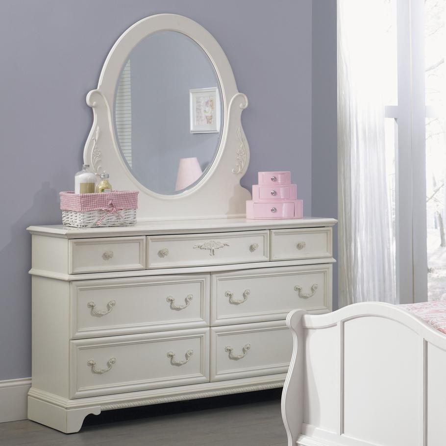 Vendor 5349 Arielle Youth Bedroom 7 Drawer Dresser & Oval Mirror